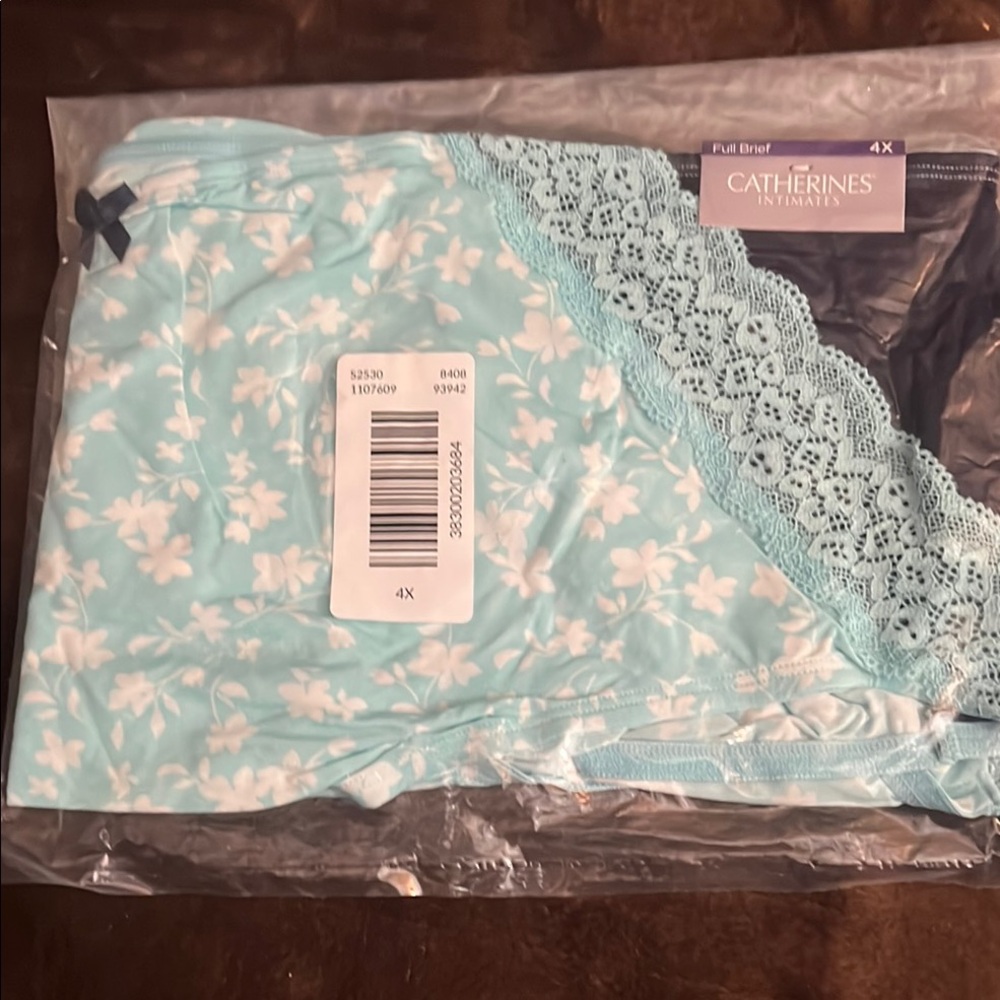 Catherines Aqua Floral Lace Full Briefs